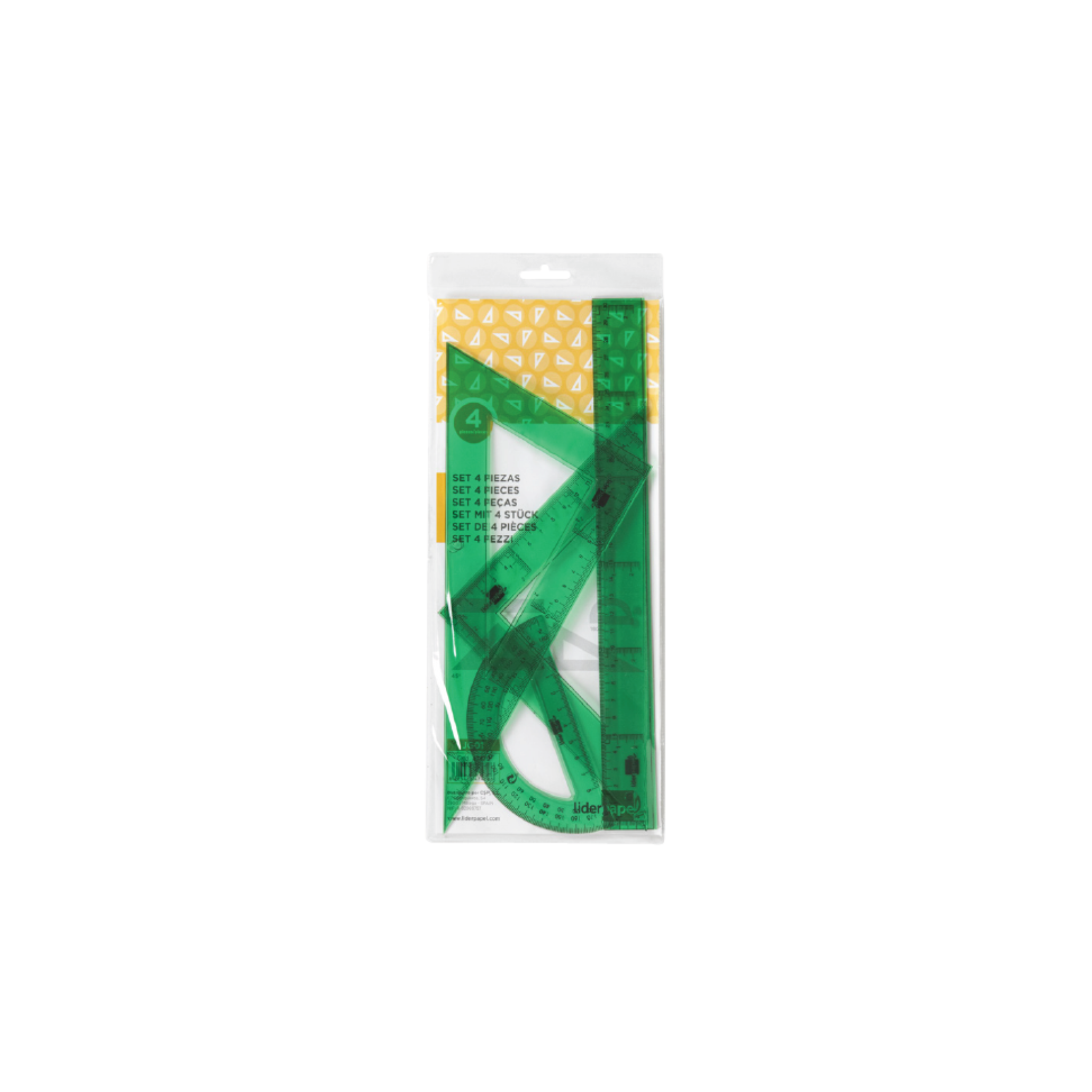 Conjunto de Réguas de Plástico Verde / Liderpapel