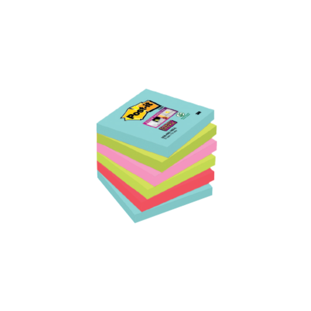 Blocos de Notas Adesivas Supers Sticky Cores Miami / Post-it