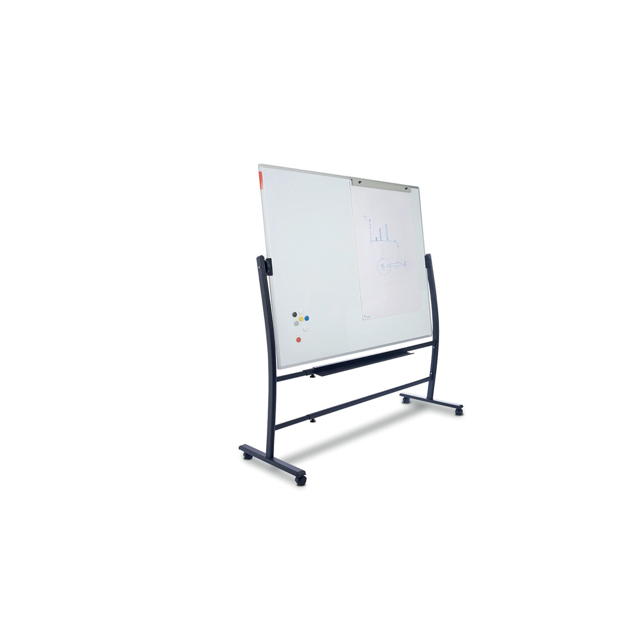 Quadro Branco Giratório Lacado Magnético com Moldura em Alumínio com Rodas