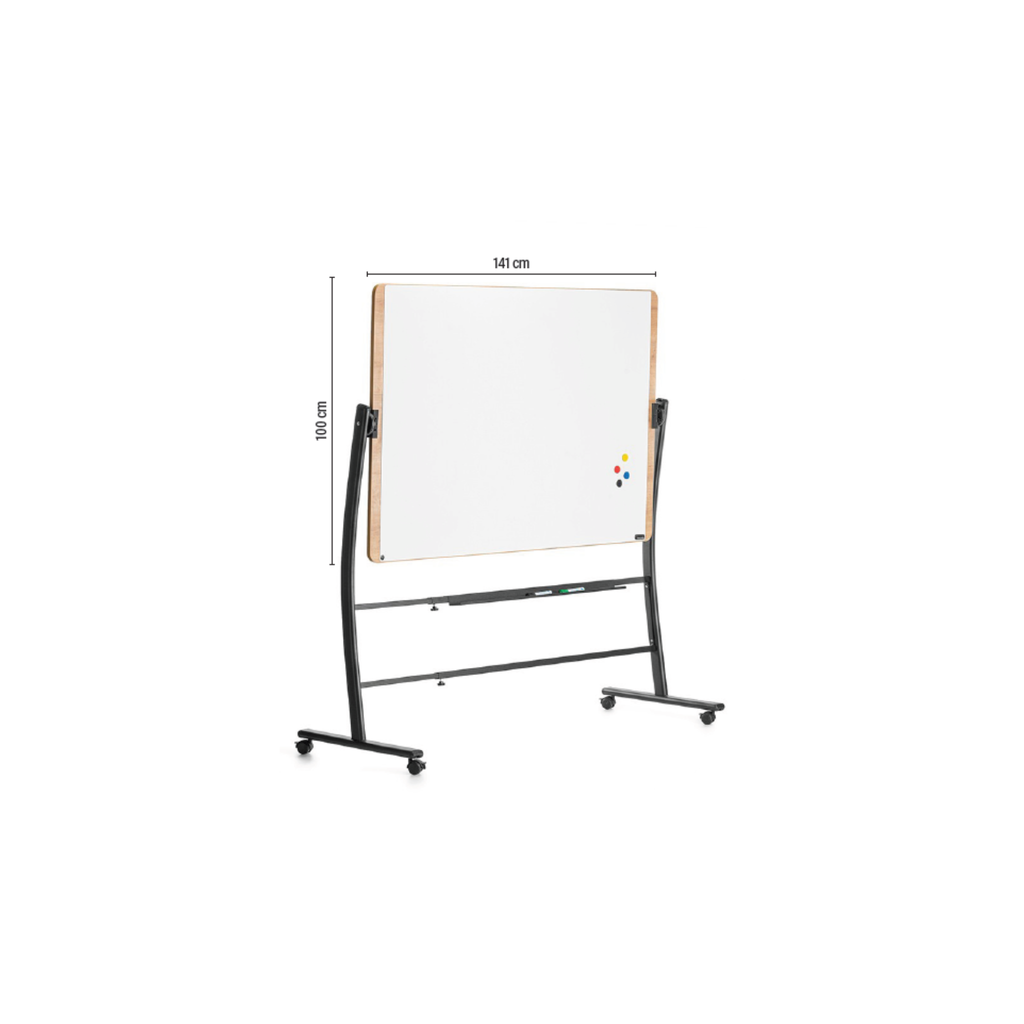 Quadro Branco Giratório Lacado Magnético com Moldura de Alumínio com Rodas