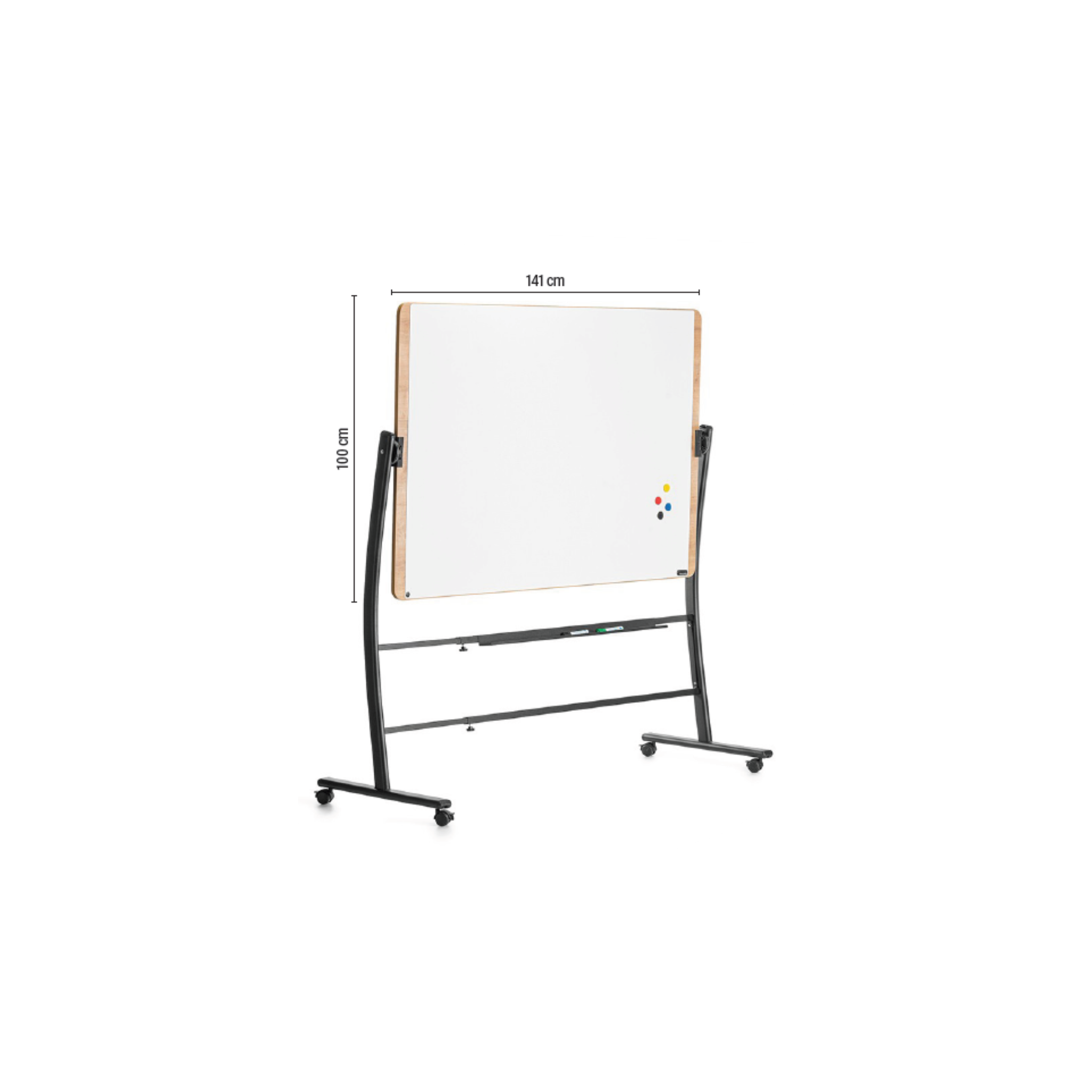 Quadro Branco Giratório Lacado Magnético com Moldura de Alumínio com Rodas