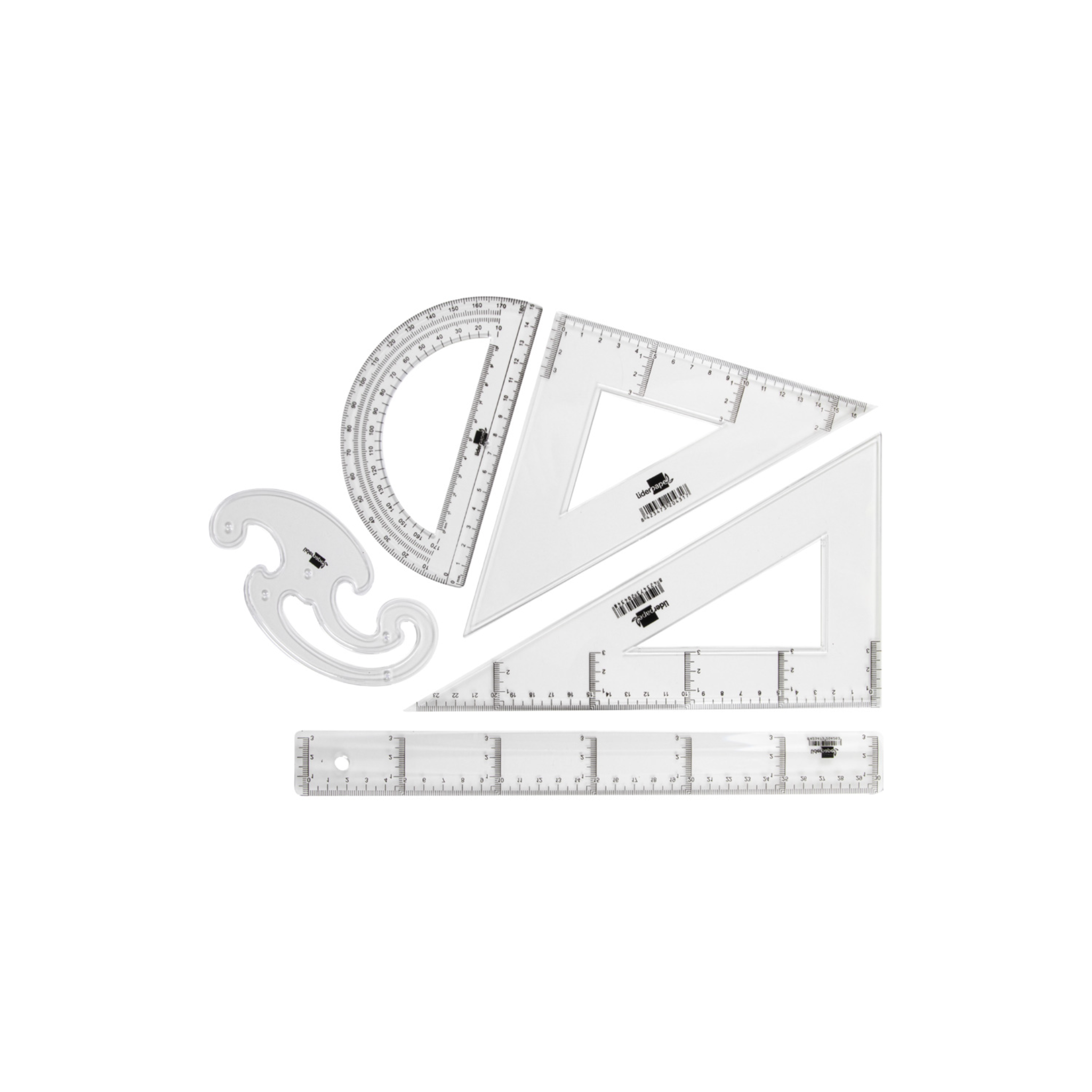 Conjunto de Réguas de Plástico Cristal / Liderpapel