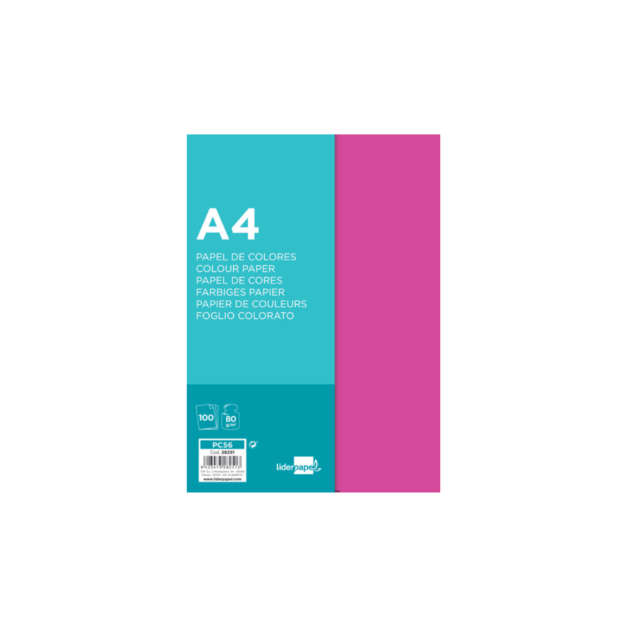 Papel de Cor 80 g/m². Embalagem Monocolor
