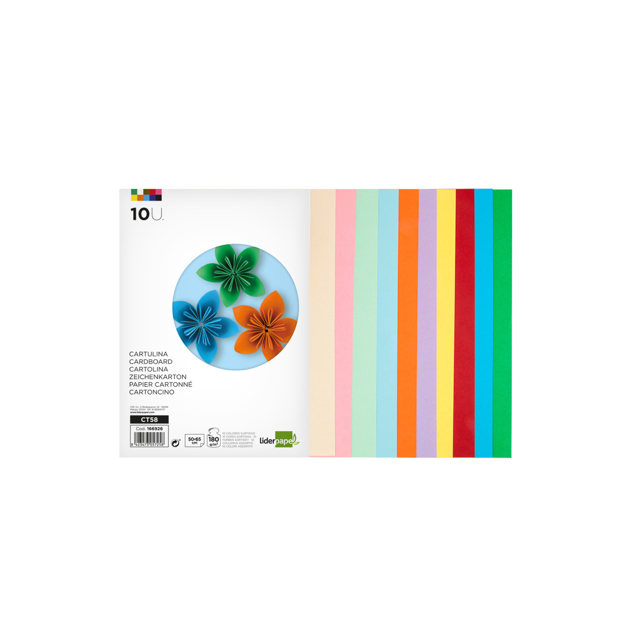 Cartolina 180 g/m². 50 x 65 cm. Cores Sortidas