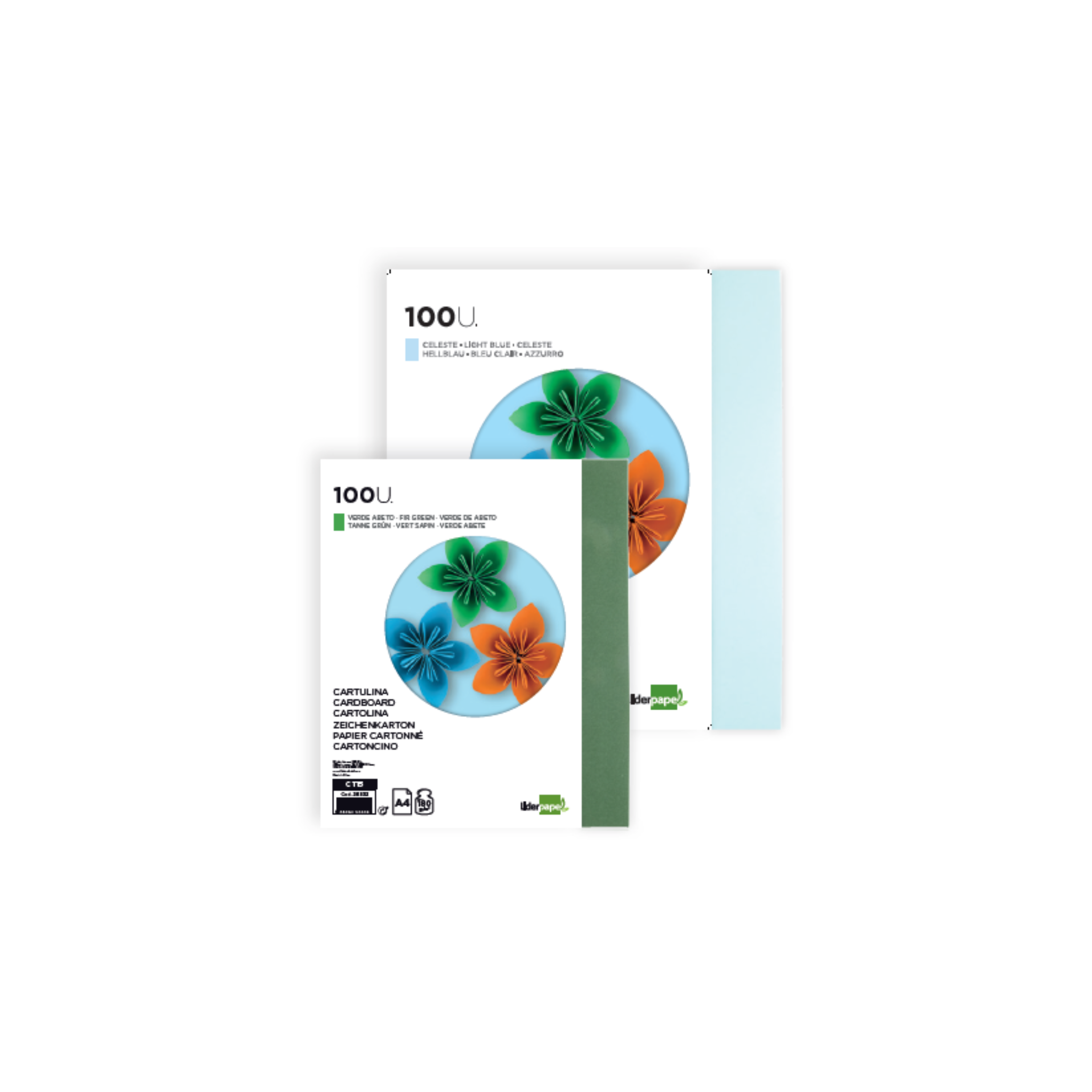 Cartolina 180 g/m². Packs Monocolor em A4